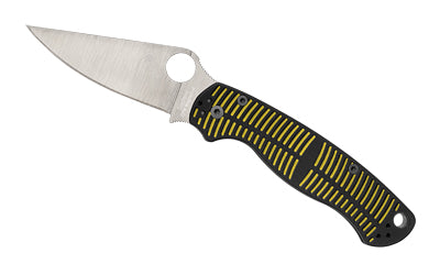 Spyderco Para Military 2 Salt, Folding Knife, Plain Edge, Satin Finish, Silver Blade, Black and Yellow G10 Handle, 3.45" Blade, CPM MagnaCut Steel C81GBKYLMCP2