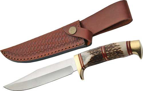 SZCO STEEL STAG 5.75" STEEL WOLF STAG HUNTER W/SHEATH
