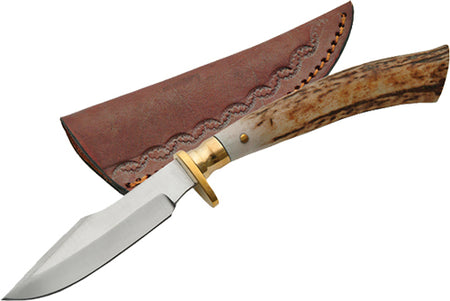 SZCO STEEL STAG 7.5" STAG TIP SKINNER SS BLADE SHEATH