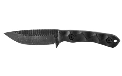 Stroup Knives GP2, Fixed Blade Knife, 3.5" Drop Point Blade, 1095 High Carbon Steel, 7.75" Overall Length, Acid Etched Finish, Black, G10 Handle, Includes Sheath GP2-B-G10