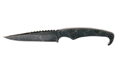 Stroup Knives MK2, Fixed Blade Knife, 4" Clip Point Blade, 1095 High Carbon Steel, 8" Overall Length, Acid Etched Finish, Black, G10 Handle, Includes Sheath MK2-B-G10