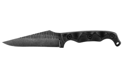 Stroup Knives TU2, Fixed Blade Knife, 4" Clip Point Blade, 1095 High Carbon Steel, 8.5" Overall Length, Acid Etched Finish, Black, G10 Handle, Includes Sheath TU2-B-G10