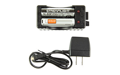 Streamlight SL-B26 Charging Cradle, (2) SBL-65 Lithium Ion Batteries, 120 Amp AC Adaptor, Black 22011