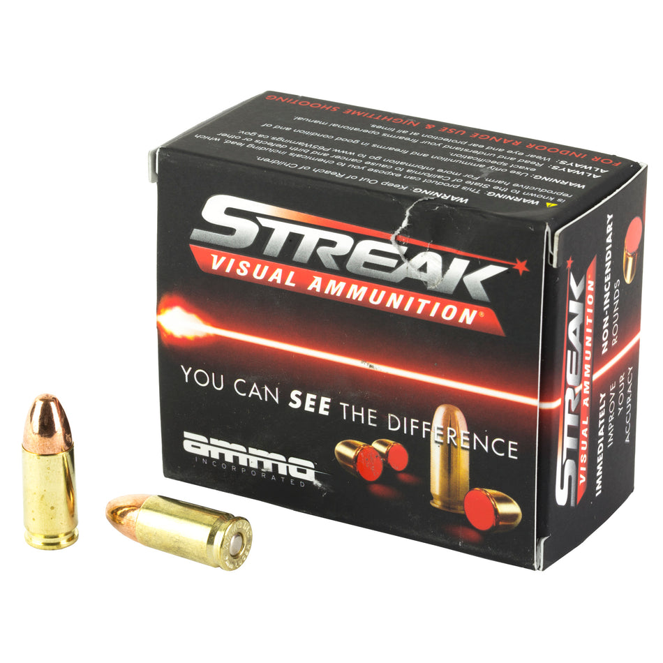 Ammo Inc 9mm Luger / Parabellum Streak Visual (RED) Tracer 115gr TMC Ammo