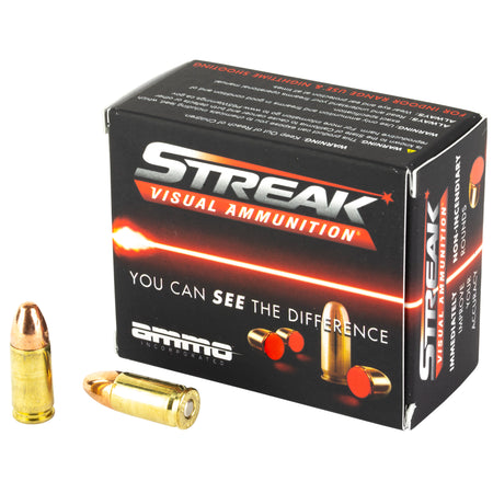 Streak 9124TMCSTRKRED Streak Visual (RED) Tracer Total Metal Jacket 124 Grain 9mm Luger/Parabellum 1065 fps