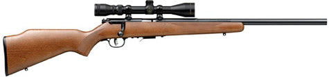 Savage Arms 96222 93R17 GVXP w/Optic Full Size 17 HMR 5+1 21" Matte Black Heavy Varmint Barrel, Matte Black Drilled & Tapped Carbon Steel Receiver, Fixed Satin Brown Wood Stock, 3-9x40mm Duplex Scope,