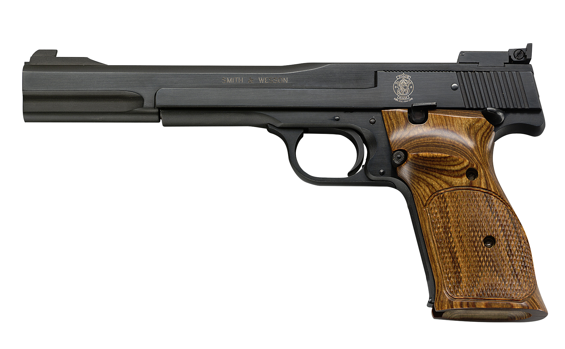 Smith & Wesson 130512 41 Full Size Frame 22 LR 10+1, 7" Blued Button Rifled Steel Barrel, Serrated Slide & Frame, Checkered Wood Target Grip