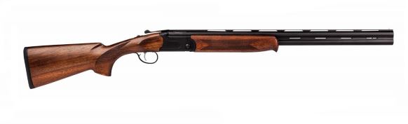 Stevens 22154 555 Compact 20 Gauge Break Open 3" 2rd 24" Black Satin Over/Under Vent Rib Barrel, Satin Black Aluminum Receiver, Fixed Satin Turkish Walnut Stock, Ambidextrous