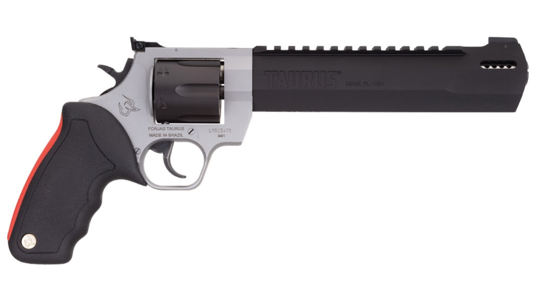Taurus 2357085RH Raging Hunter 357 Mag 7rd 8.38" Matte Black Oxide Cylinder & Barrel Matte Stainless Steel Frame Black Rubber with Integrated Red Cushion Insert Grip