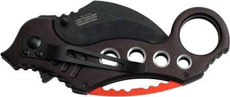 MC TAC-FORCE 2.5" HAWKBILL BLADE FOLDER BLACK/RED