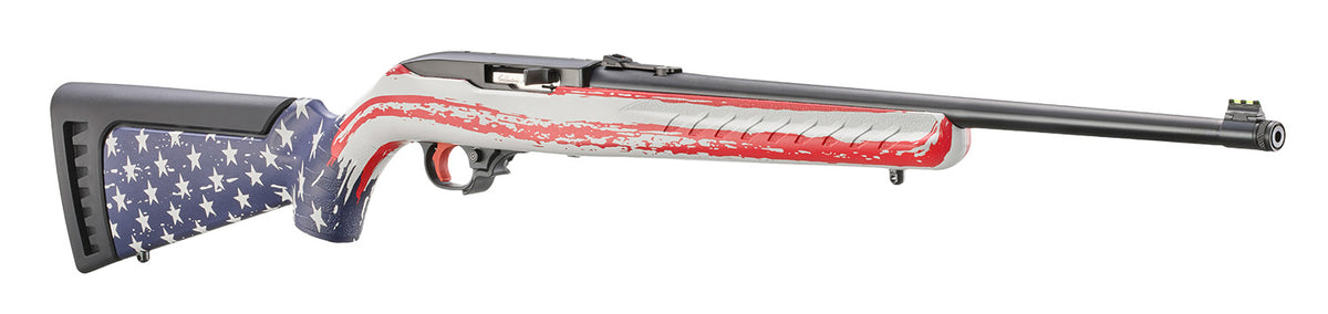 Ruger 10/22 22 LR 10rd 18.50" Satin Black American Flag Camo Synthetic Stock