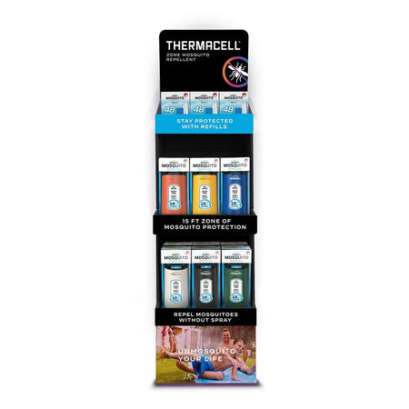 Thermacell Mixed Patio Shield Mosquito Repeller & Refill Floor Stand Display 6-Color