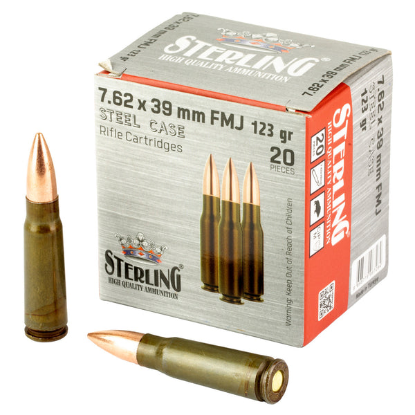 Sterling 7.62x39mm Steel Case 123 Grain FMJ Ammo