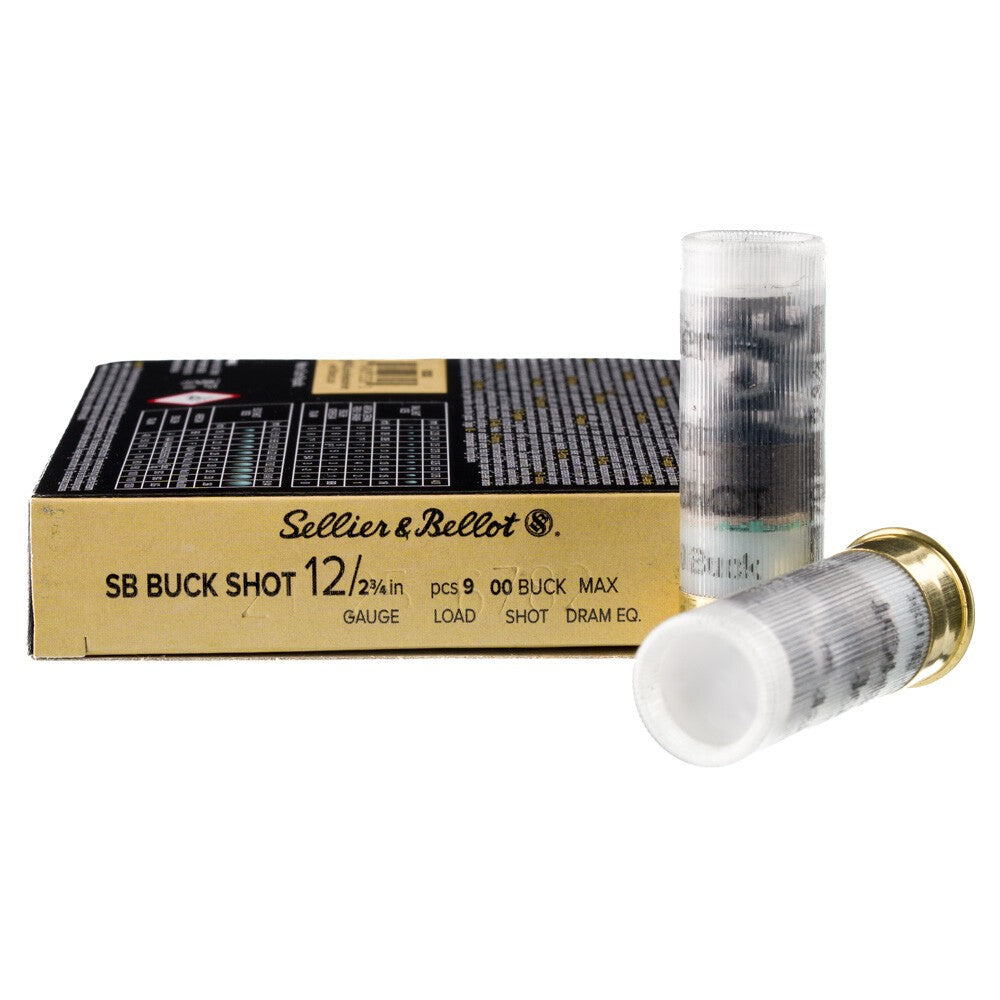 Sellier and Bellot SB Buck Shot Hunting 9 Pellets 12 Gauge 2.75 in 1-1/8 oz 00 Buck 1200 FPS