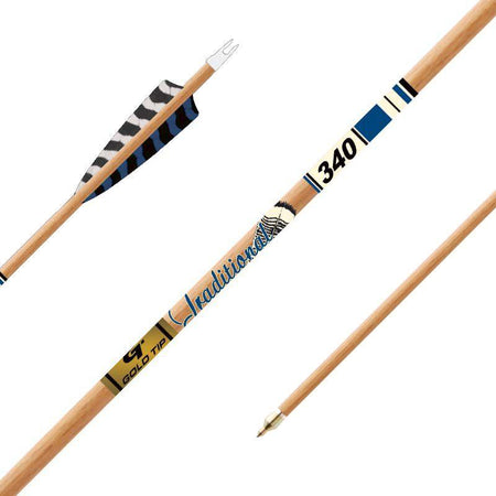 Gold Tip Traditional XT Arrows - 400 - 5" Barred Feathers - 1/2 dozen