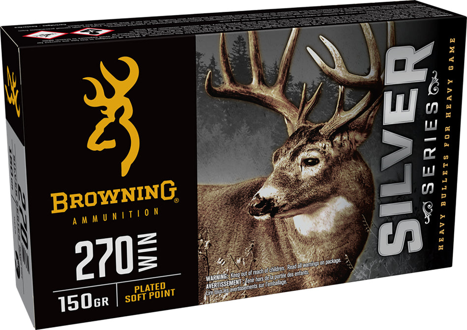 Browning B192602701 Silver Plated Soft Point 150 Grain .270 Winchester 2850 fps