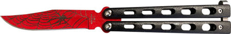 BEAR & SON BUTTERFLY KNIFE 3" WIDOW SERIES RED/BLACK