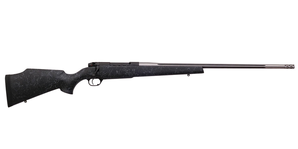 Weatherby MAM01N7MMPR8B Mark V Accumark 7mm PRC 3+1 24" Threaded/Fluted Stainless Barrel, Graphite Black Rec, Gray Webbed Black Monte Carlo Stock, Accubrake Muzzle Brake, Adj. TriggerTech Trigger