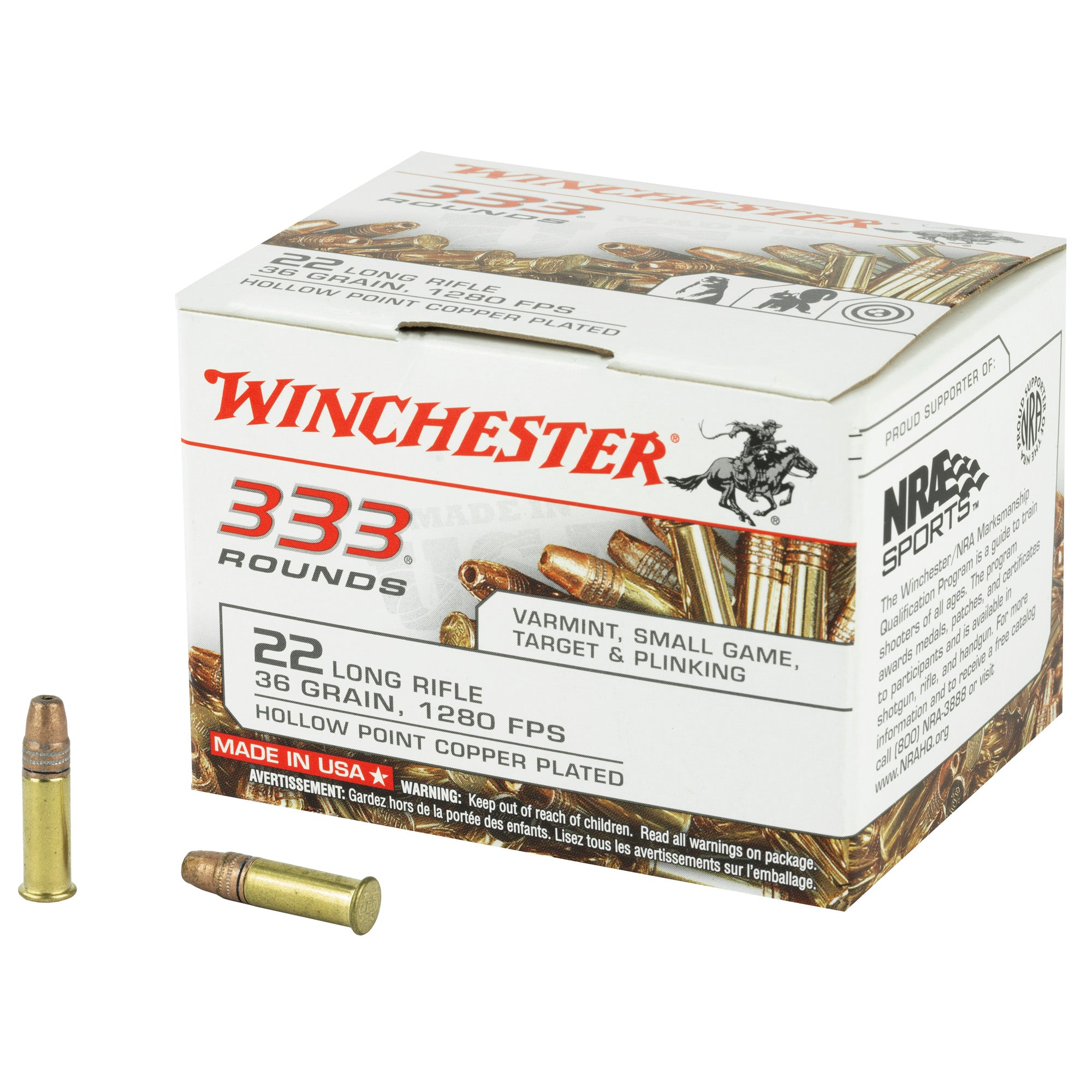 Winchester .22 Long 36gr CPHP Ammo