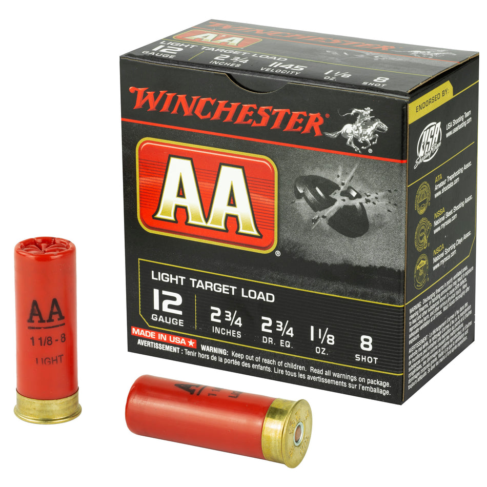 Winchester AA Light Target 12 Gauge 2 3/4" 1 1/8 oz #8 Shot