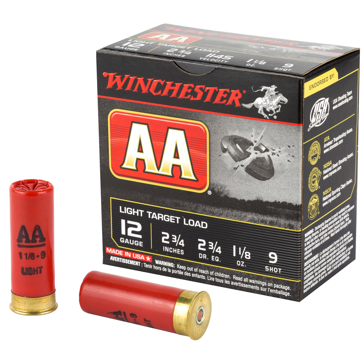Winchester  AA Light Target 12 Gauge 2.75" 1.125 oz #9 Shot