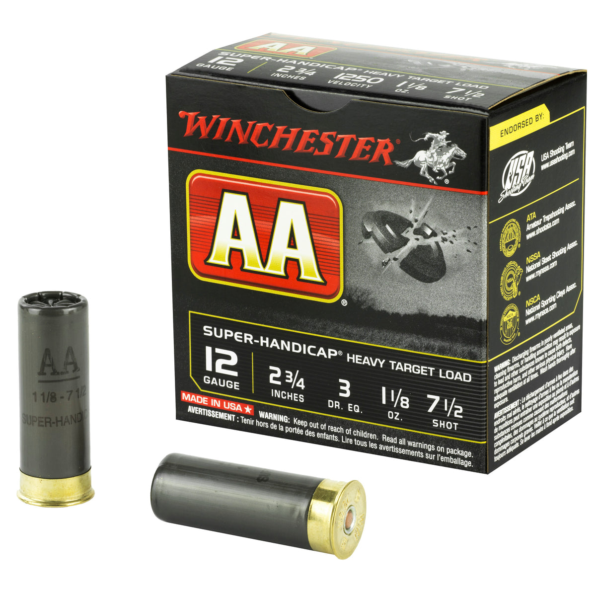 Winchester AA Super-Handicap Heavy Target 12 Gauge 2 3/4" 1 1/8 oz #7.5 Shot