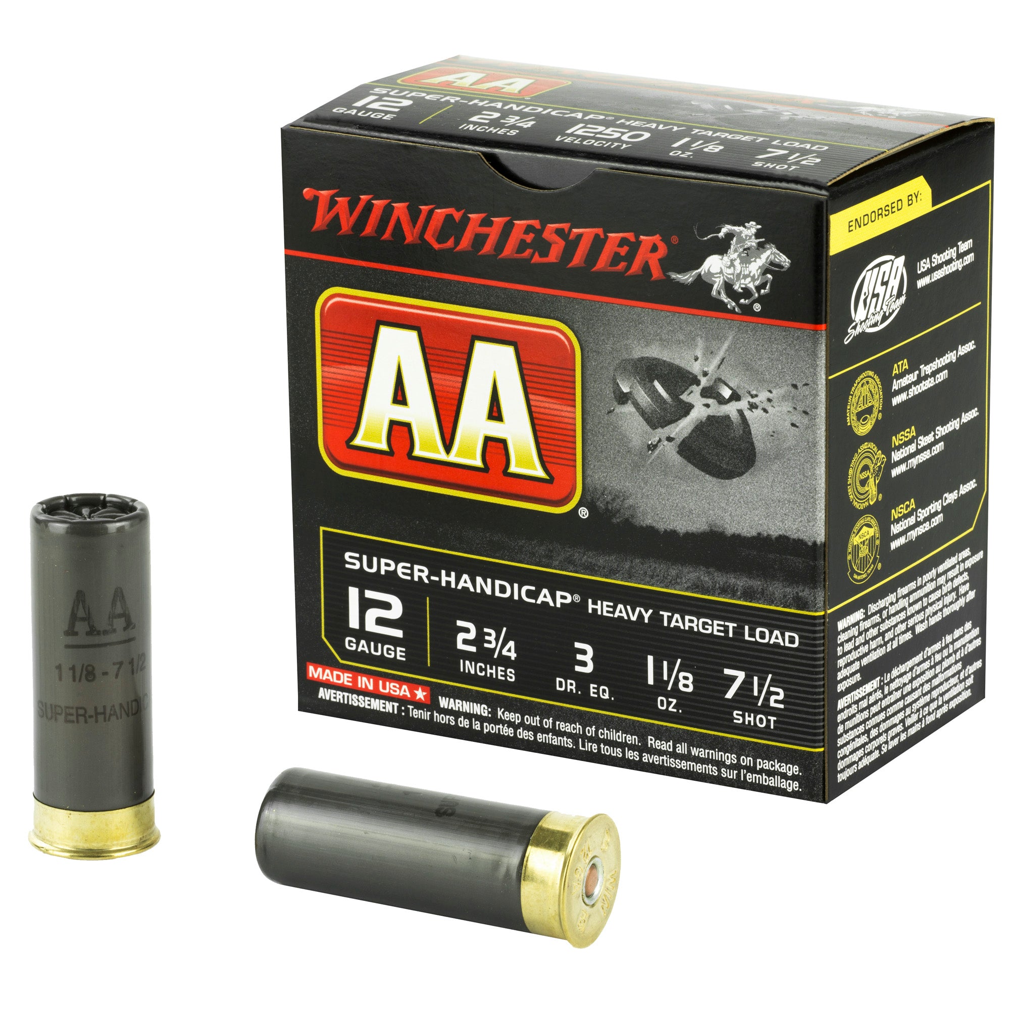 Winchester AA Super-Handicap Heavy Target 12 Gauge 2 3/4" 1 1/8 oz #7.5 Shot