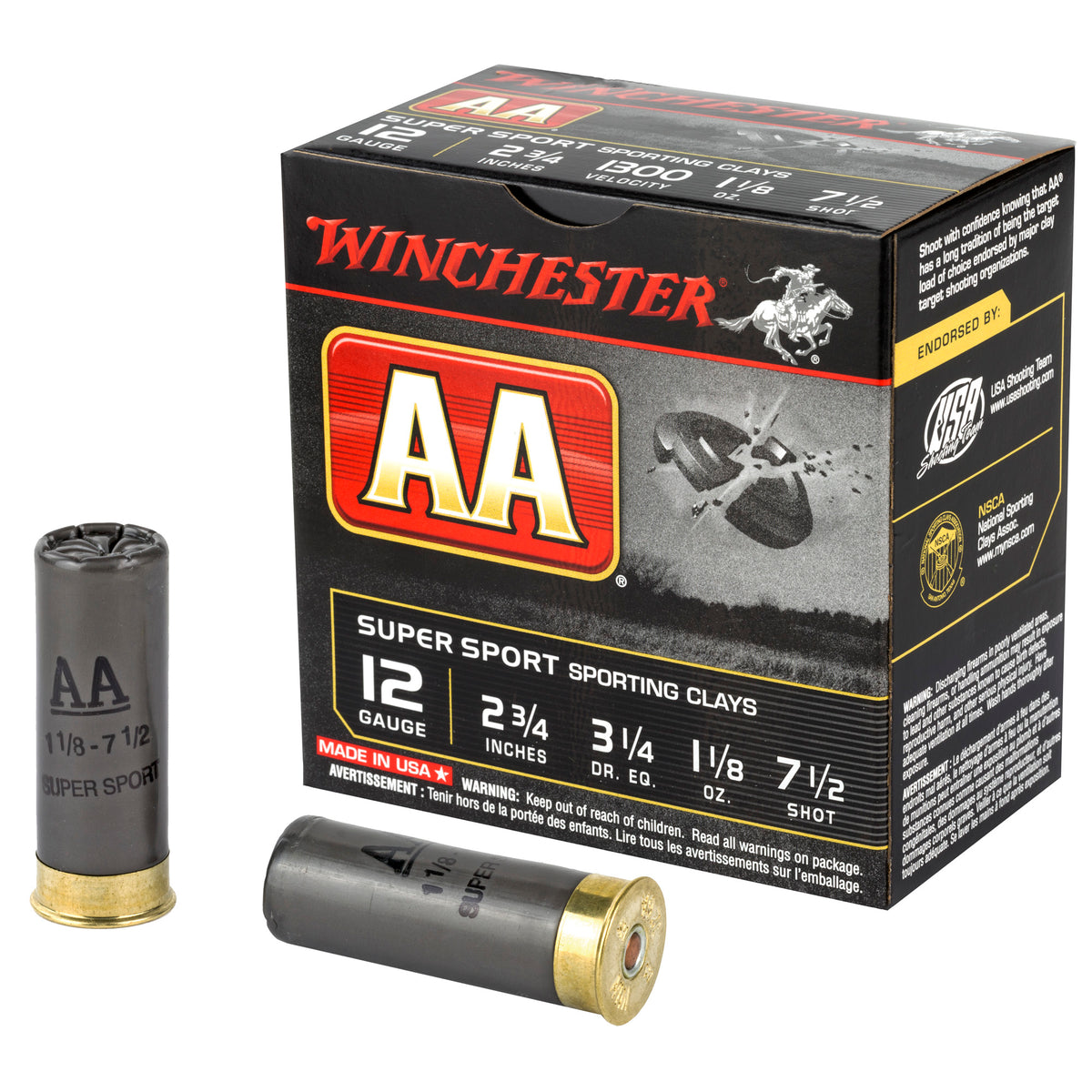 Winchester AA Super Sport Sporting Clay 12 Gauge 2 3/4" 1 1/8 oz #7.5 Shot