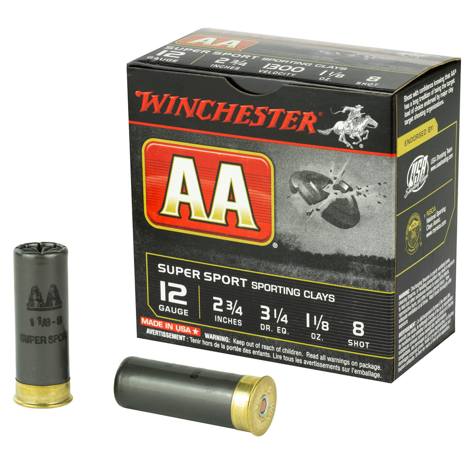 Winchester AA Sporting Clay 12 Gauge 2 3/4" 1 1/8 oz #8 Shot