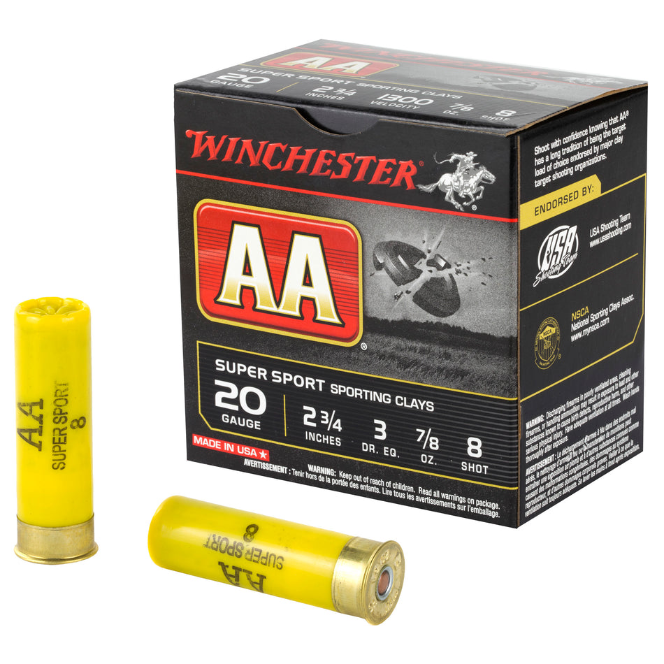 Winchester AA Sporting Clay 20 Gauge 2 3/4" 7/8 oz #8 Shot