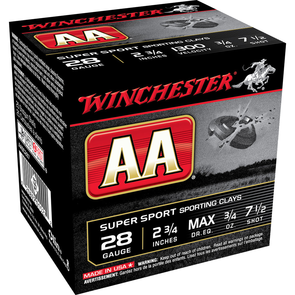 Winchester AA Super Sport Sporting Clay 28 Gauge 2 3/4" 3/4 oz #7.5 Shot