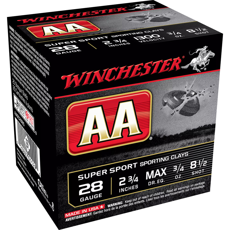 Winchester AA Sporting Clay 28 Gauge 2 3/4" 3/4 oz #8.5 Shot