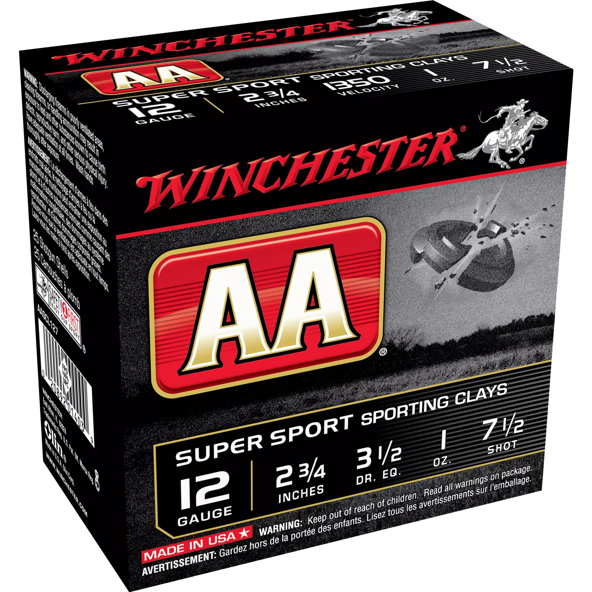 Winchester AA Sporting Clay 12 Gauge 2 3/4" 1 oz #7.5 Shot