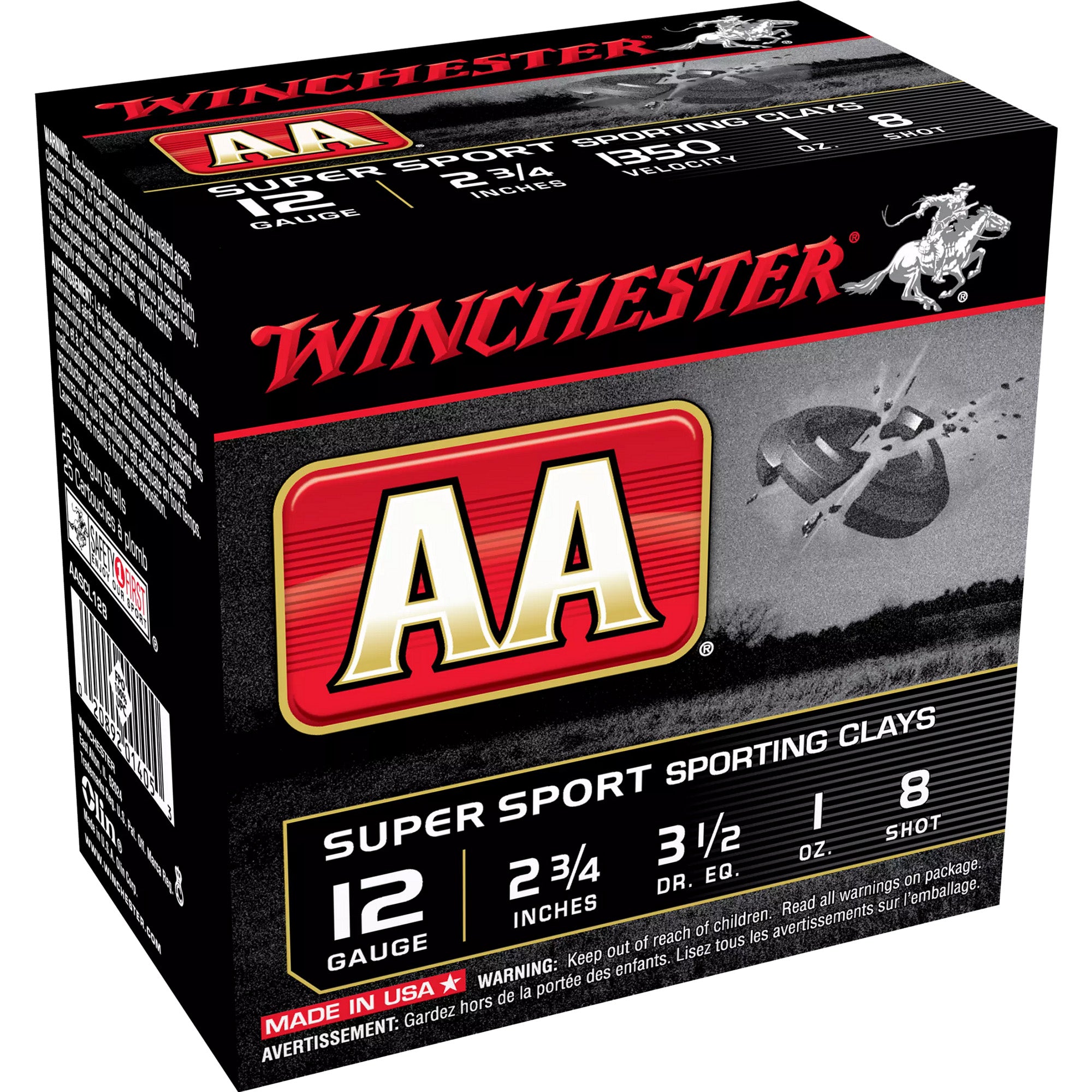 Winchester AA Super Sport Sporting Clay 12 Gauge 2 3/4" 1 oz #7.5 Shot