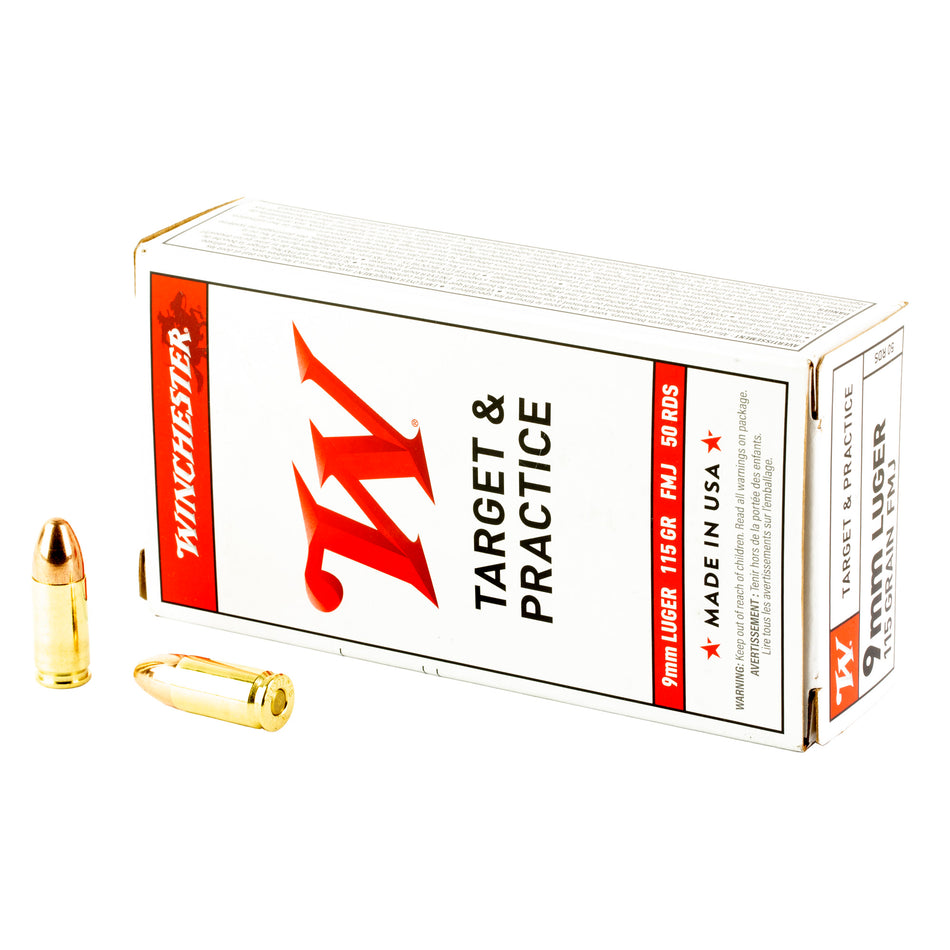 Winchester 9mm Luger 115gr FMJ Ammo