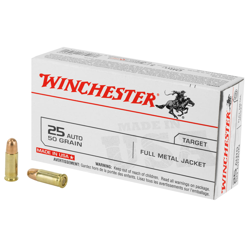 Winchester .25 ACP USA 50gr FMJ Ammo