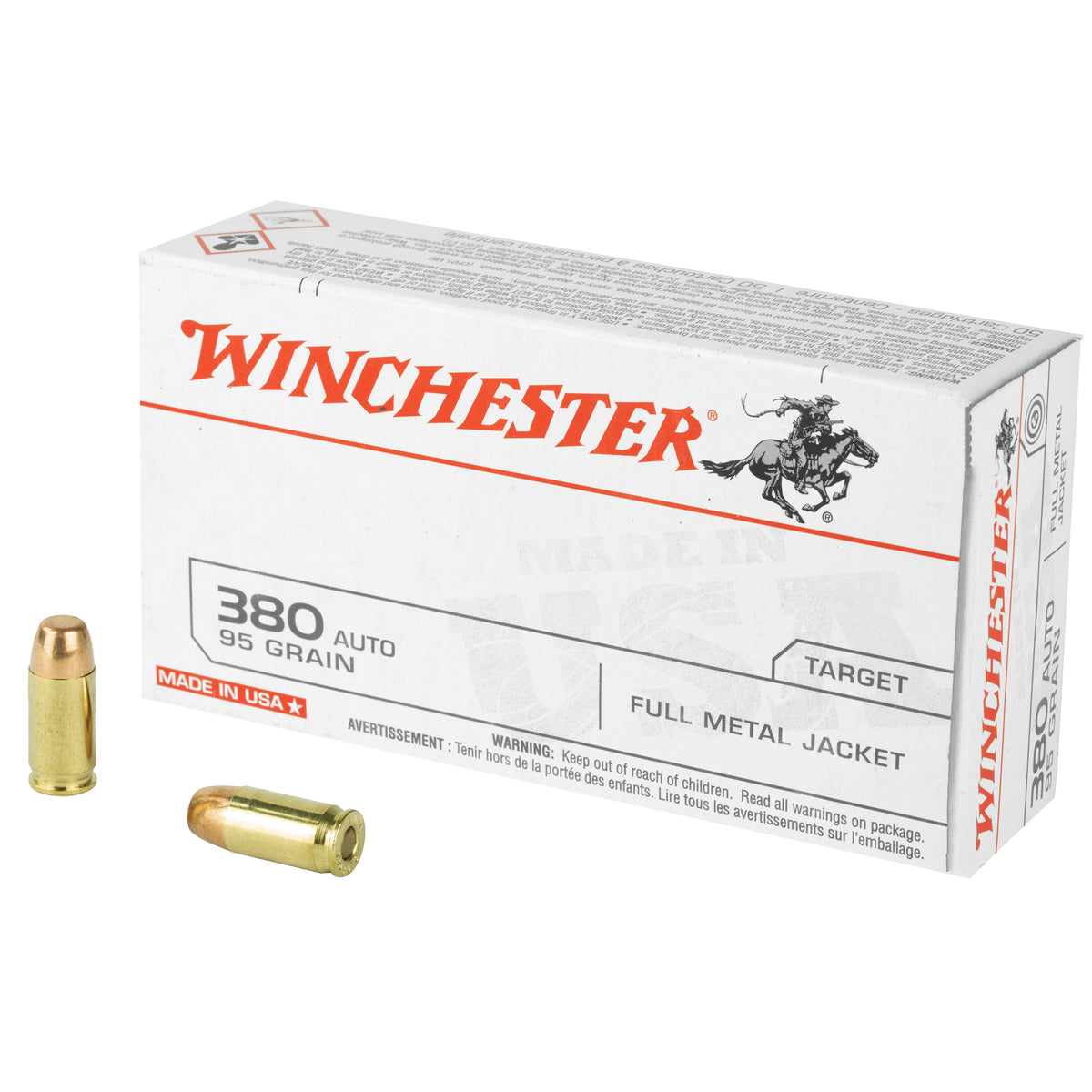 Winchester .380 Auto 95gr FMJ Ammo