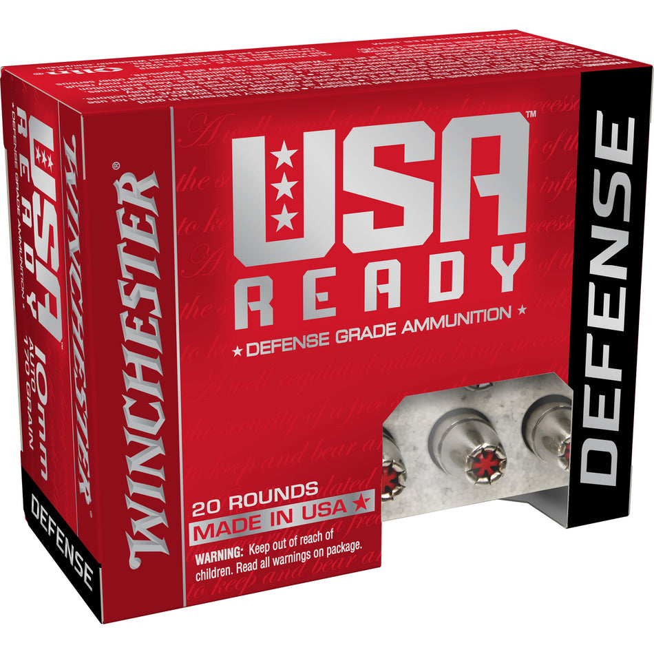 Winchester 10mm Auto USA Ready Defense 170gr Hex Vent HP Ammo