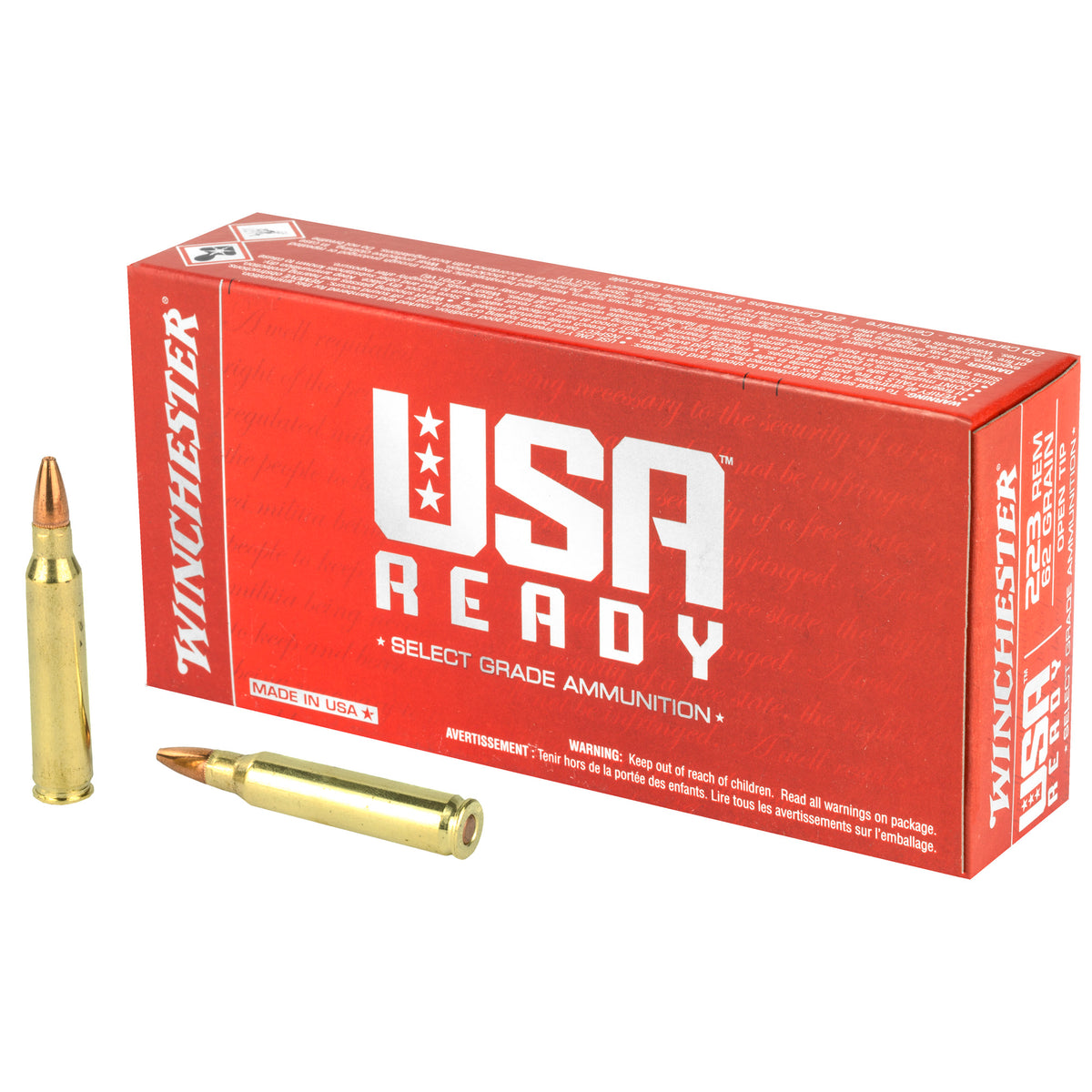 Winchester .223 Remington USA Ready 62gr Open Tip Ammo