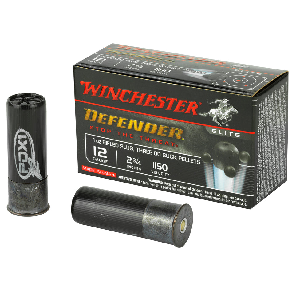 Winchester PDX1 Defender MULTI-DEFENSE Combo 3 Pellets / 1oz Rifled Slug + 00 Buck 12 Gauge 2.75 in 1-3/8 oz Slug / Buckshot