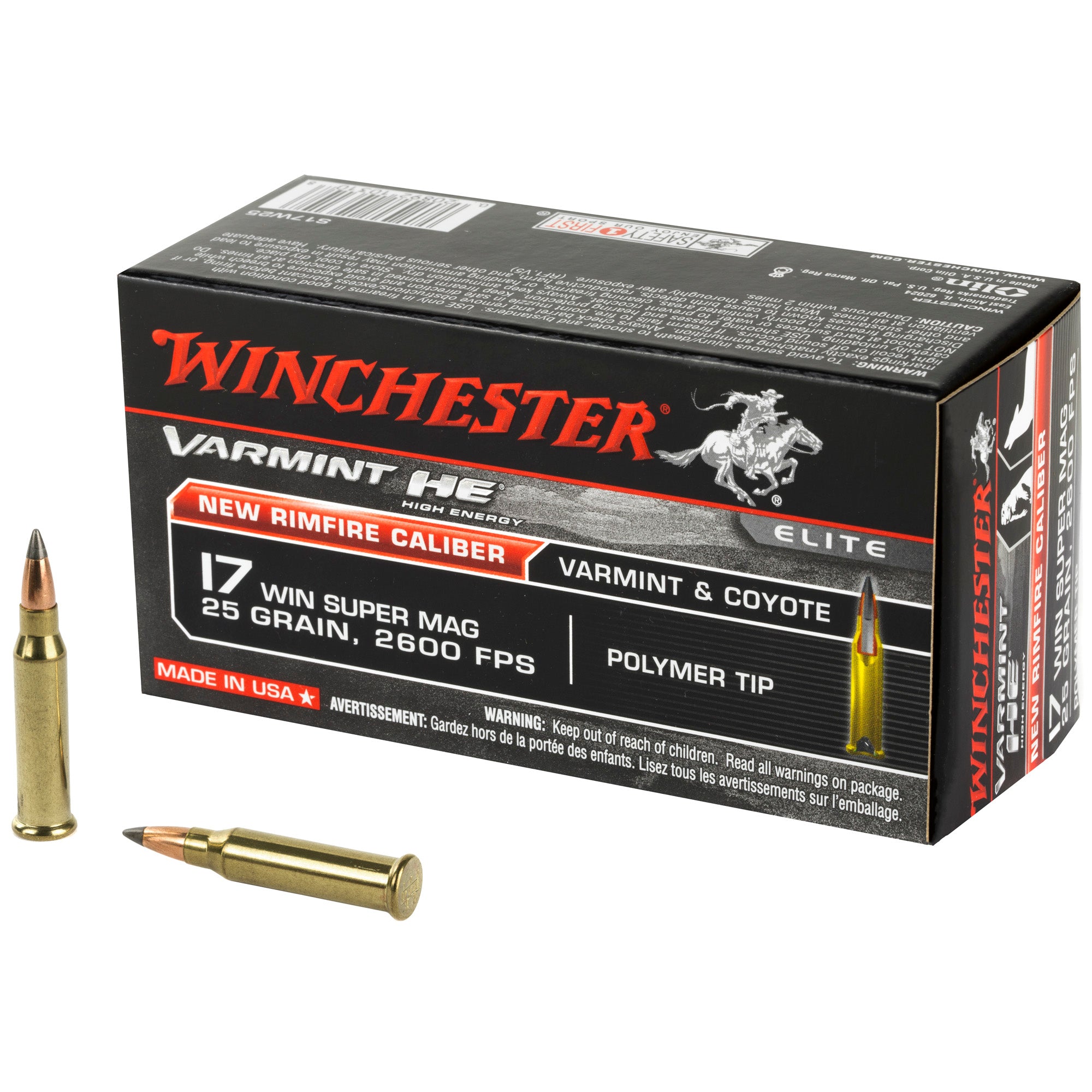 Winchester .17 WSM Varmint High Energy 25gr PolyTip Ammo