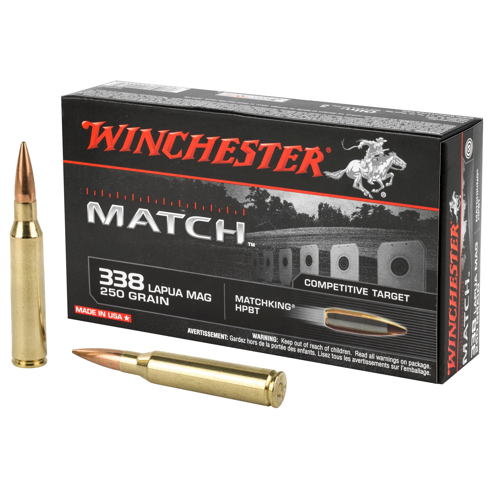 Winchester .338 Lapua Magnum Match 250gr BTHP Ammo