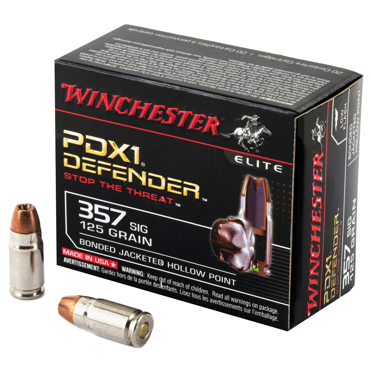 Winchester .357 Sig PDX1 Defender Elite 125gr BHP Ammo