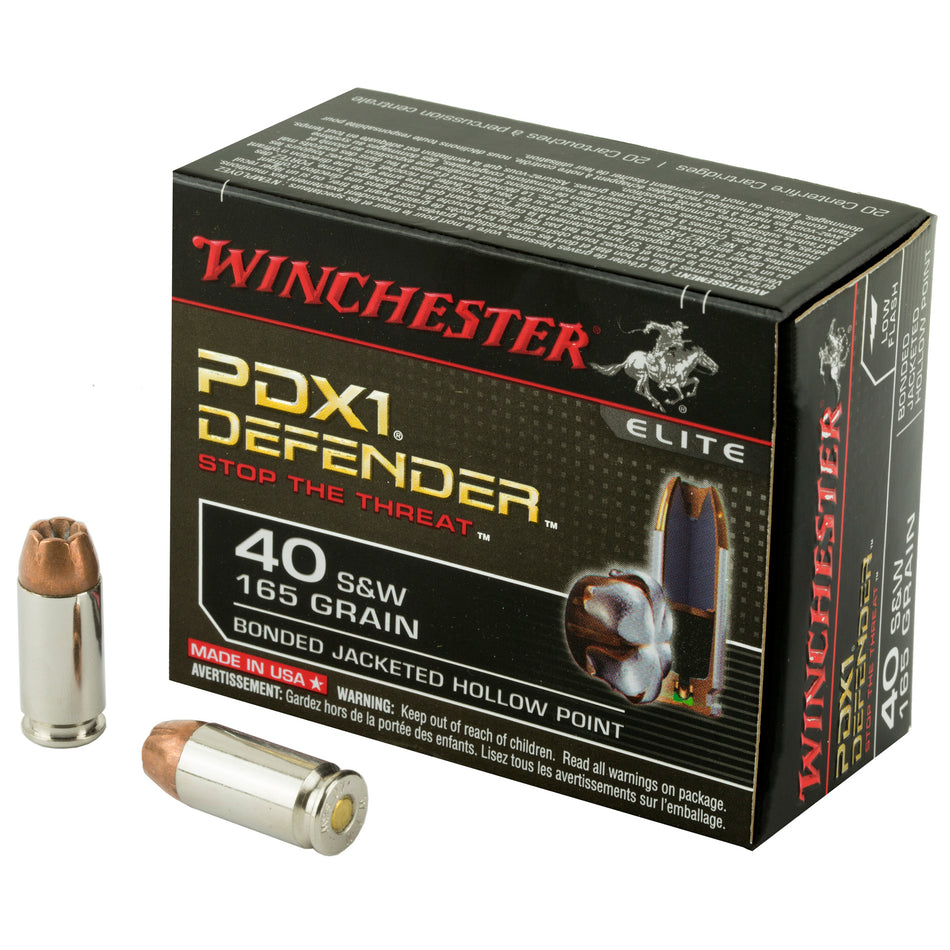 Winchester .40 S&W Defender 165gr Bonded JHP Ammo