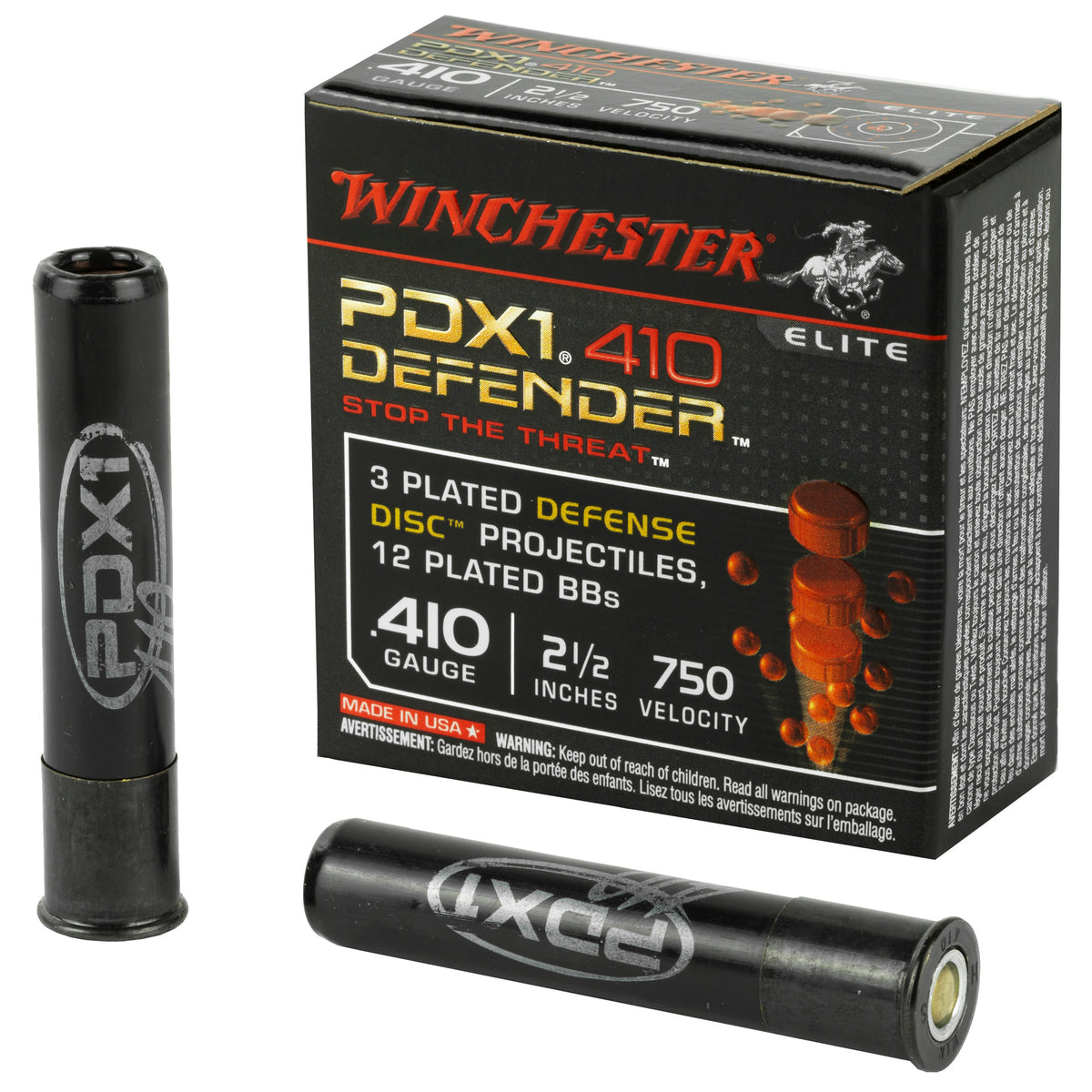 Winchester PDX1 Defender 3 Defense Discs/12 BB Pellets PDX1 Defender .410 Bore 2.5 in 1-1/4 oz Discs / BBs