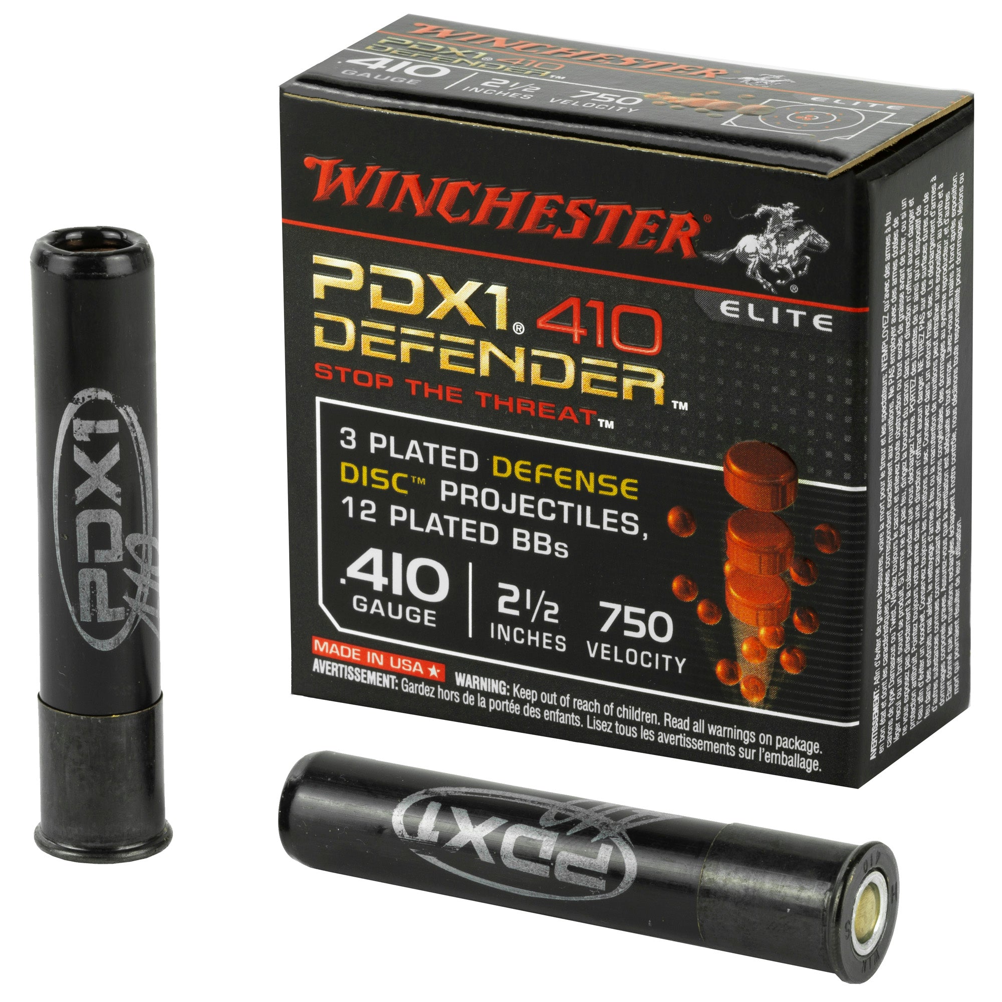 Winchester PDX1 Defender 3 Defense Discs/12 BB Pellets PDX1 Defender .410 Bore 2.5 in 1-1/4 oz Discs / BBs