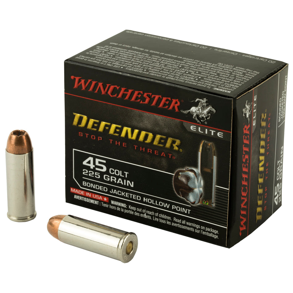 Winchester S45CPDB PDX1 Defender Elite Bonded Jacket Hollow Point 225 Grain .45 Long Colt 850 fps