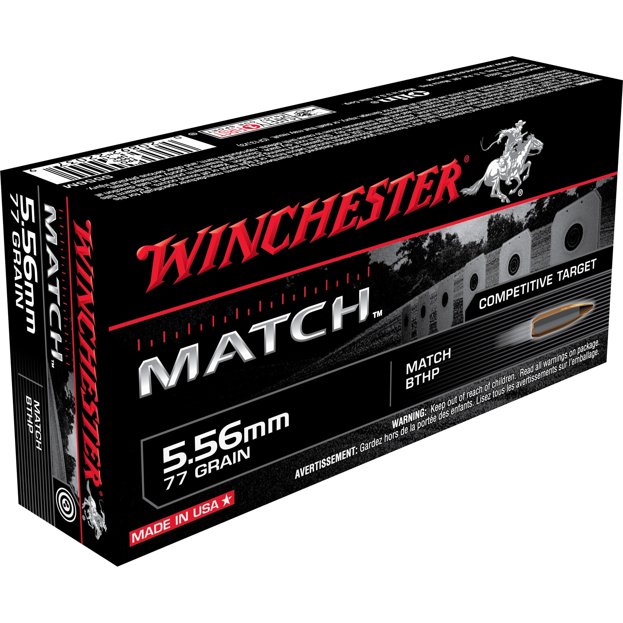 Winchester 5.56x45mm NATO Match 77gr BTHP Ammo