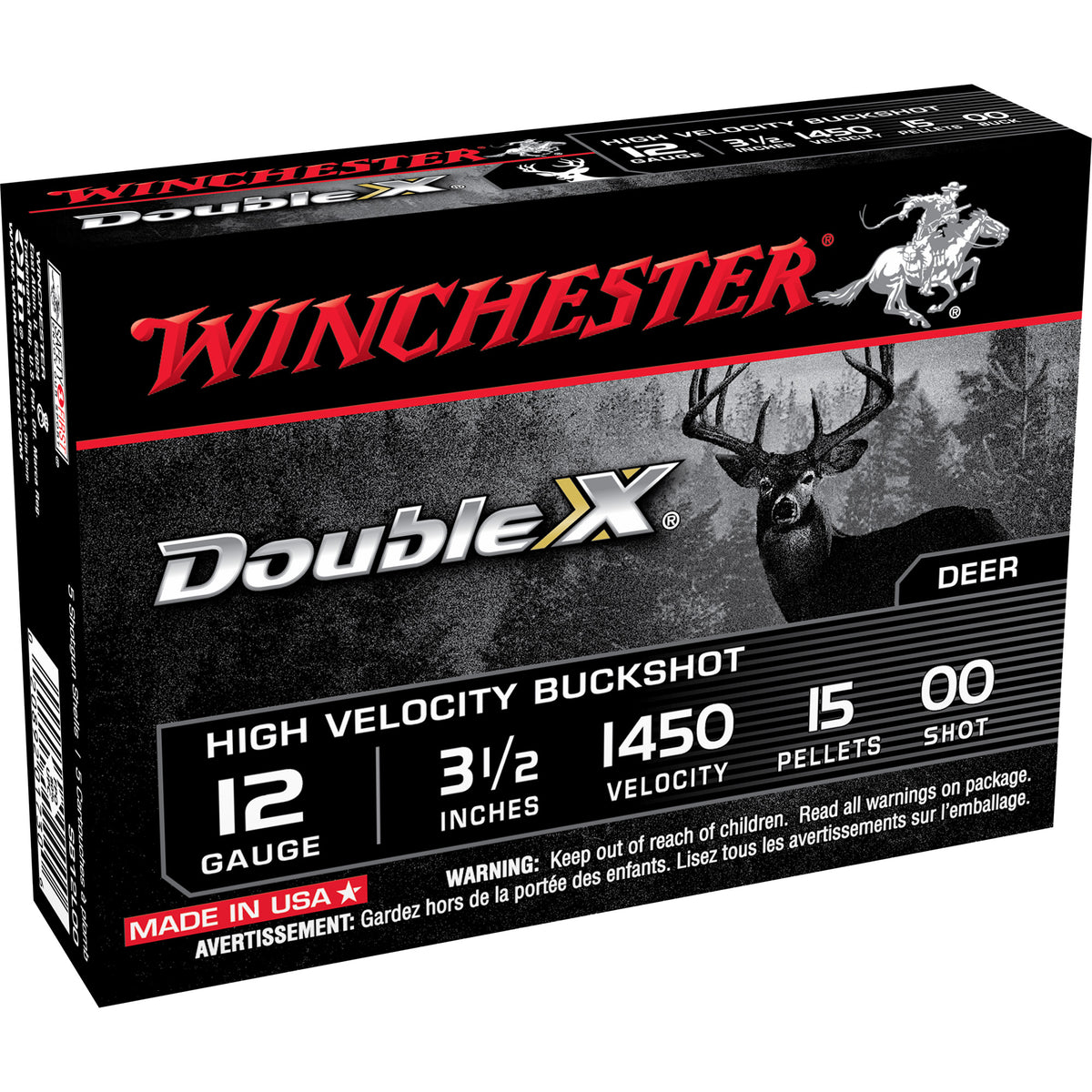 Winchester Double X High Velocity 15 Pellets 12 Gauge 3.5 in 1-7/8 oz 00 Buck