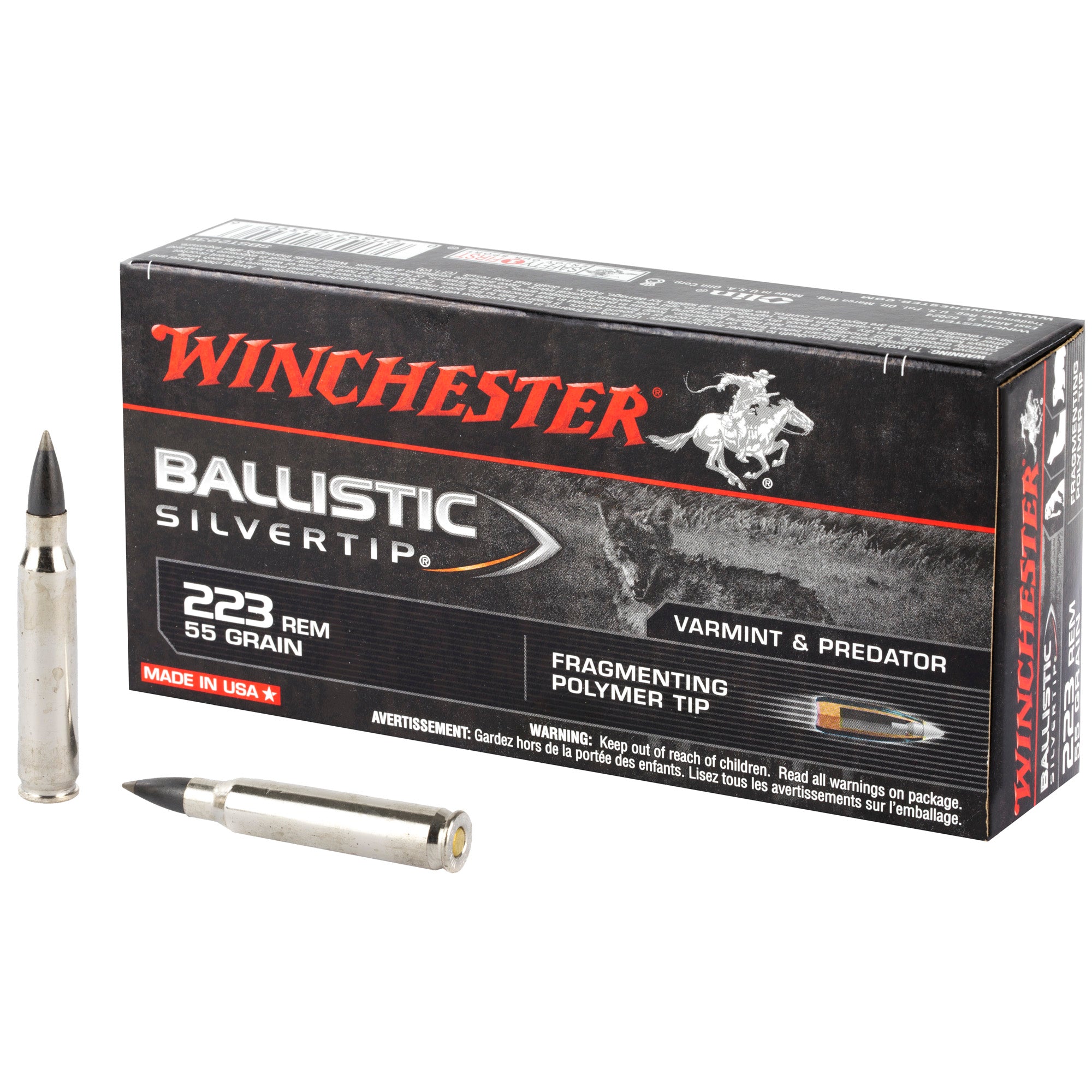 Winchester .223 Remington Ballistic Silvertip 55gr PolyTip Ammo
